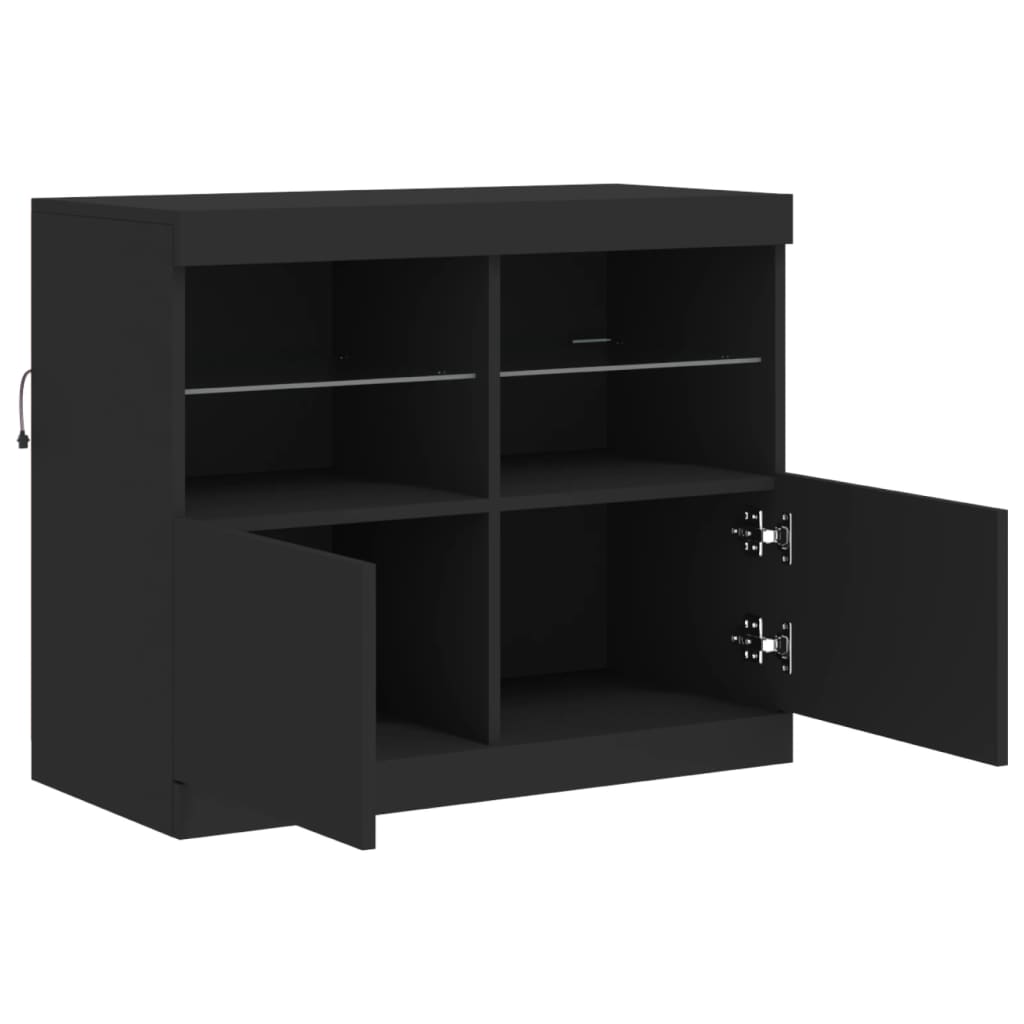 Skjenk Svart med LED-lys 81x37x67 cm