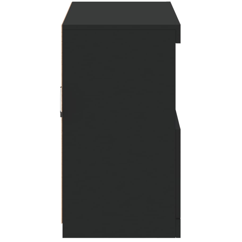 Skjenk Svart med LED-lys 81x37x67 cm