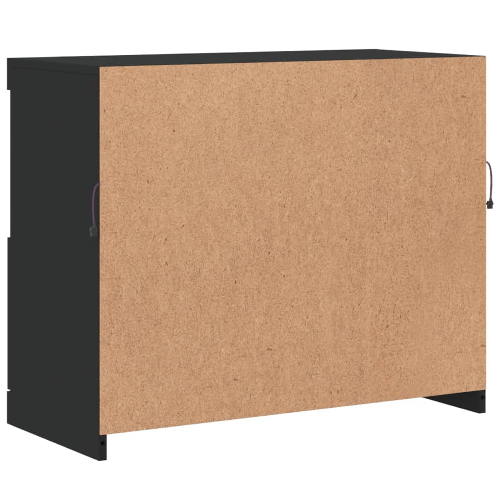 Skjenk Svart med LED-lys 81x37x67 cm