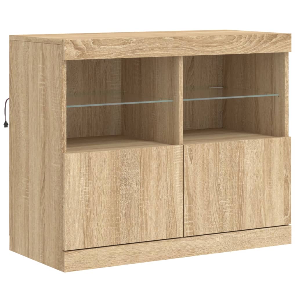 Skjenk Sonoma Eik med LED-lys 81x37x67 cm