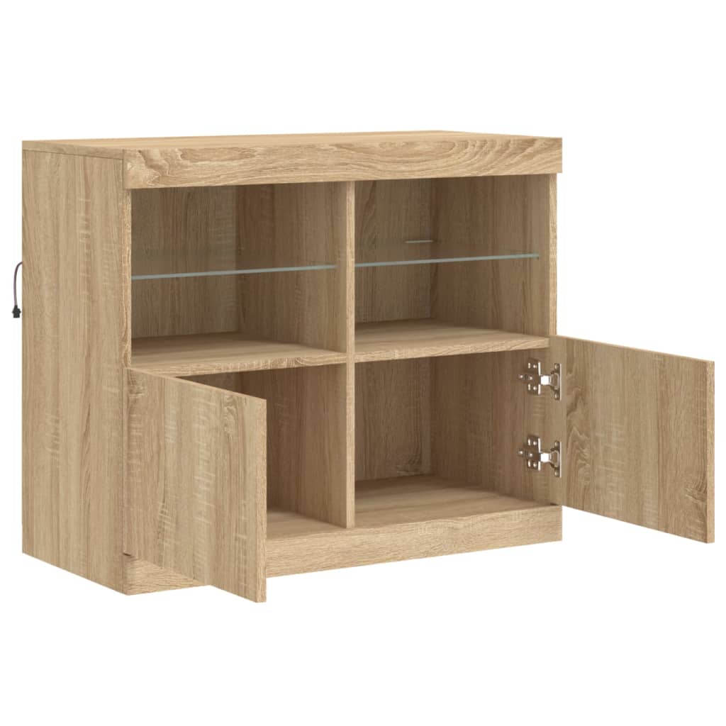 Skjenk Sonoma Eik med LED-lys 81x37x67 cm