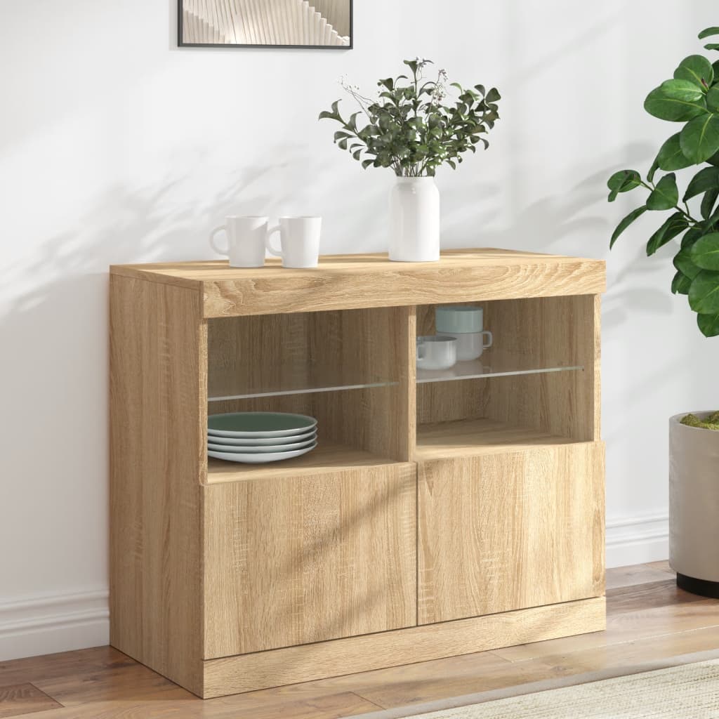 Skjenk Sonoma Eik med LED-lys 81x37x67 cm