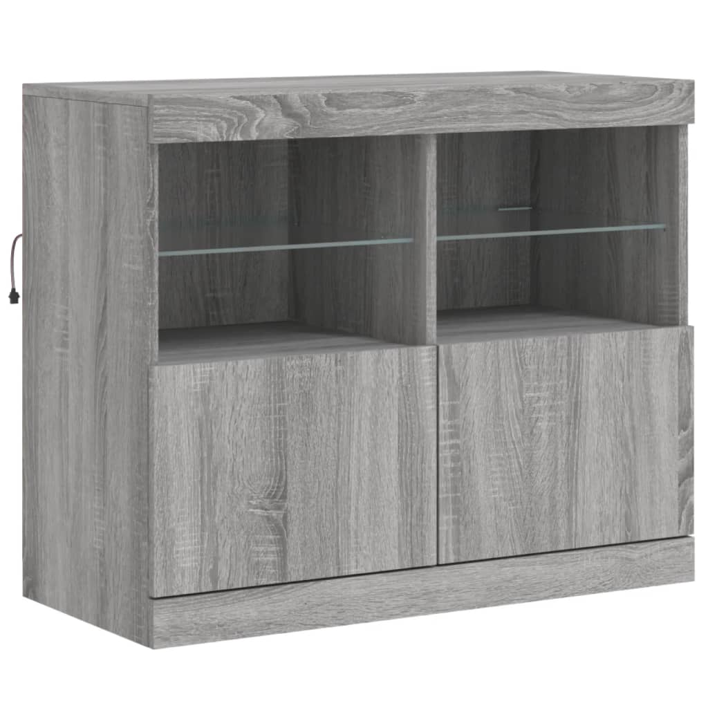 Skjenk Sonoma Grå med LED-lys 81x37x67 cm