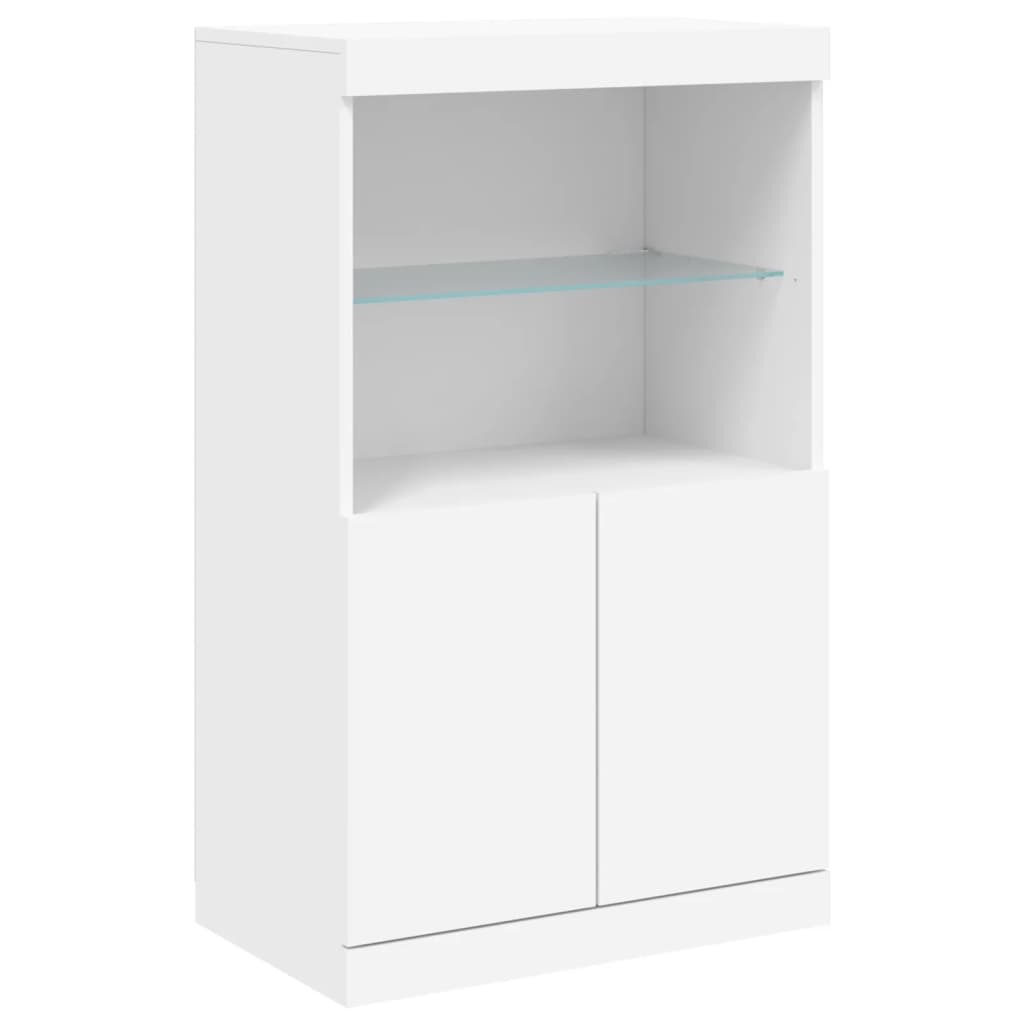 Skjenk Hvit med LED-lys 60,5x37x100 cm
