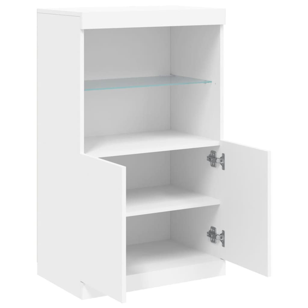 Skjenk Hvit med LED-lys 60,5x37x100 cm