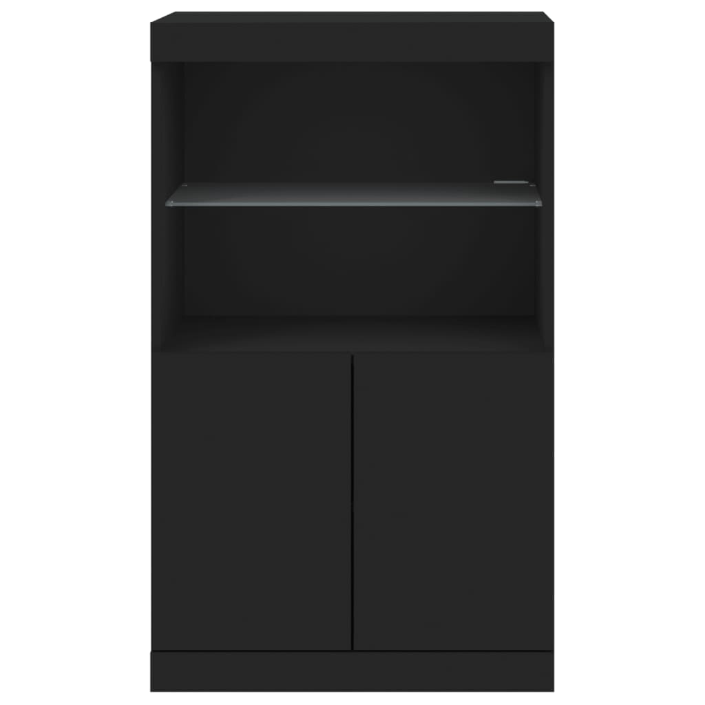 Skjenk Svart med LED-lys 60,5x37x100 cm