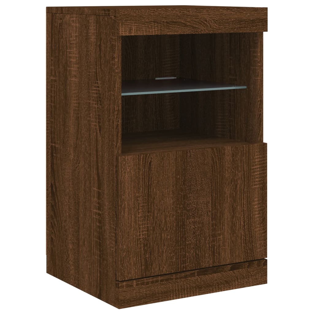Skjenk Brun Eik med LED-lys 41x37x67 cm