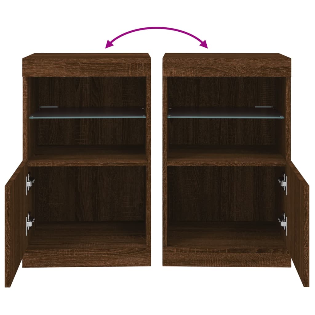 Skjenk Brun Eik med LED-lys 41x37x67 cm