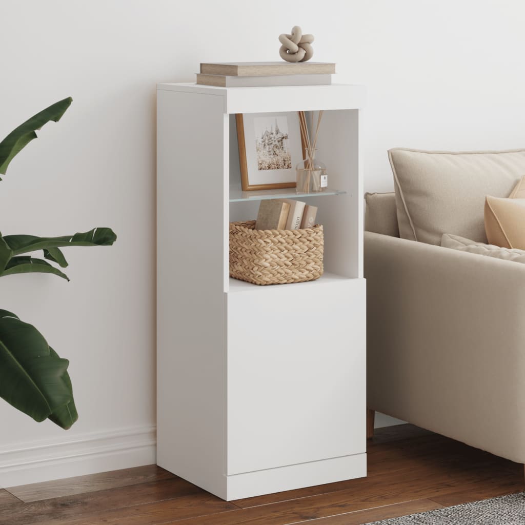 Skjenk Hvit med LED-lys 41x37x100 cm