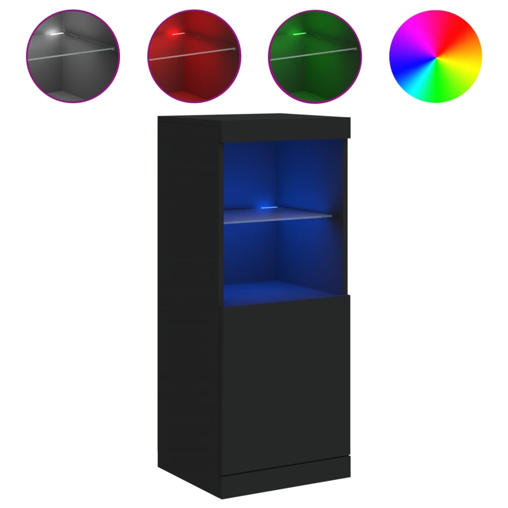 Skjenk Svart med LED-lys 41x37x100 cm