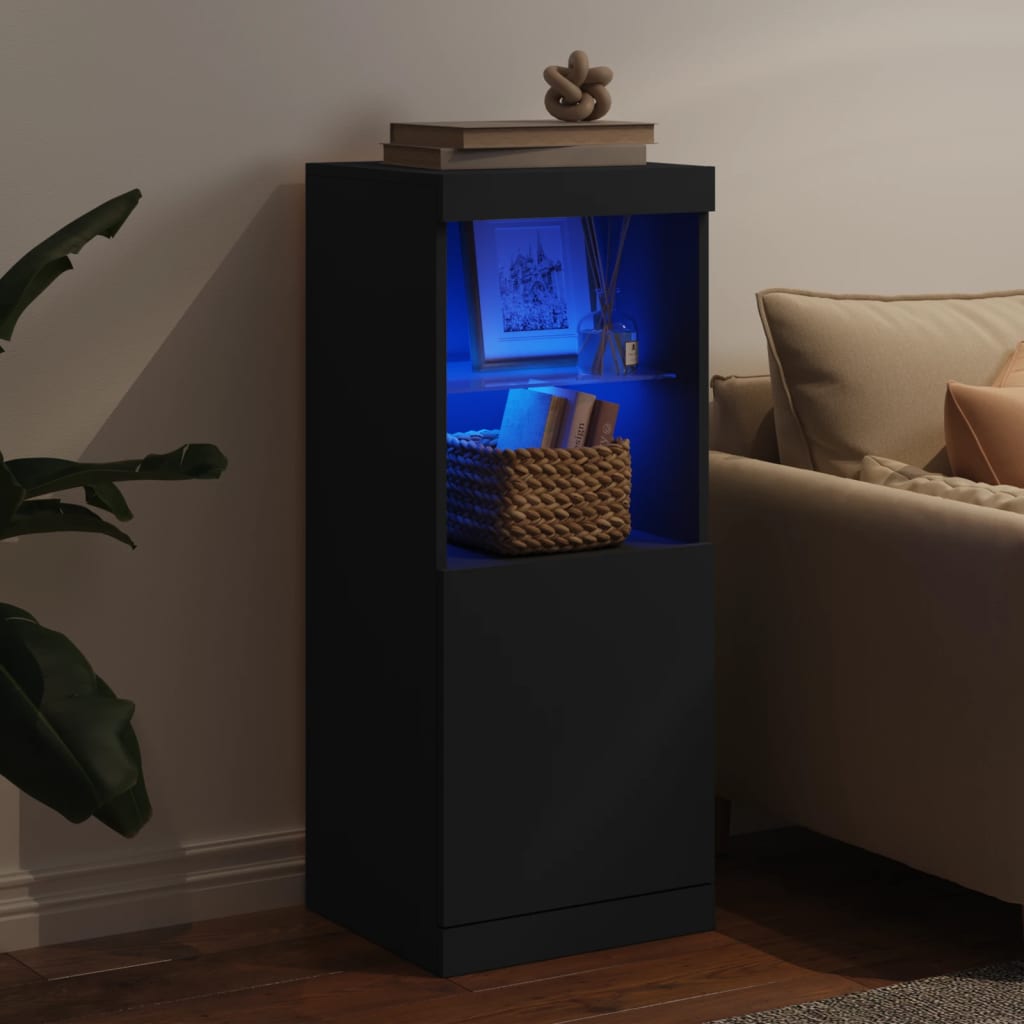 Skjenk Svart med LED-lys 41x37x100 cm
