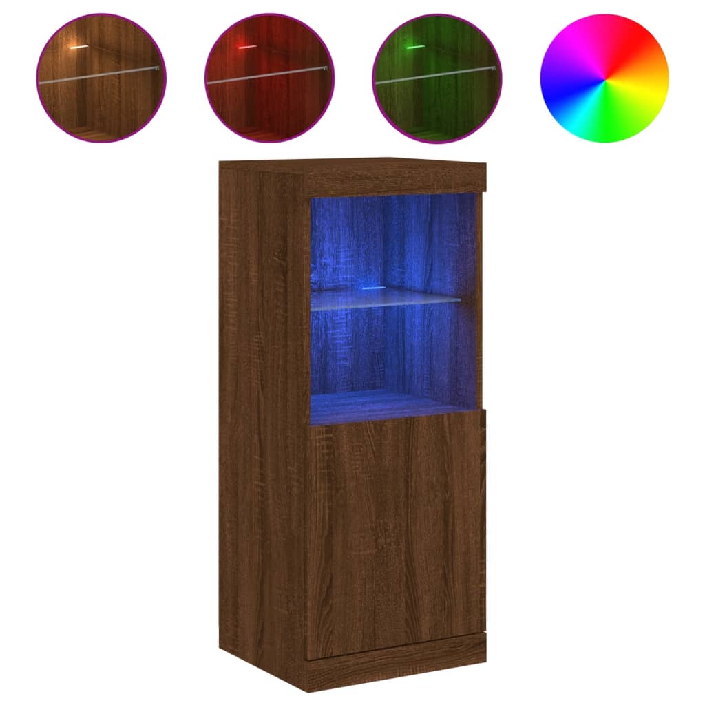 Skjenk Brun Eik med LED-lys 41x37x100 cm