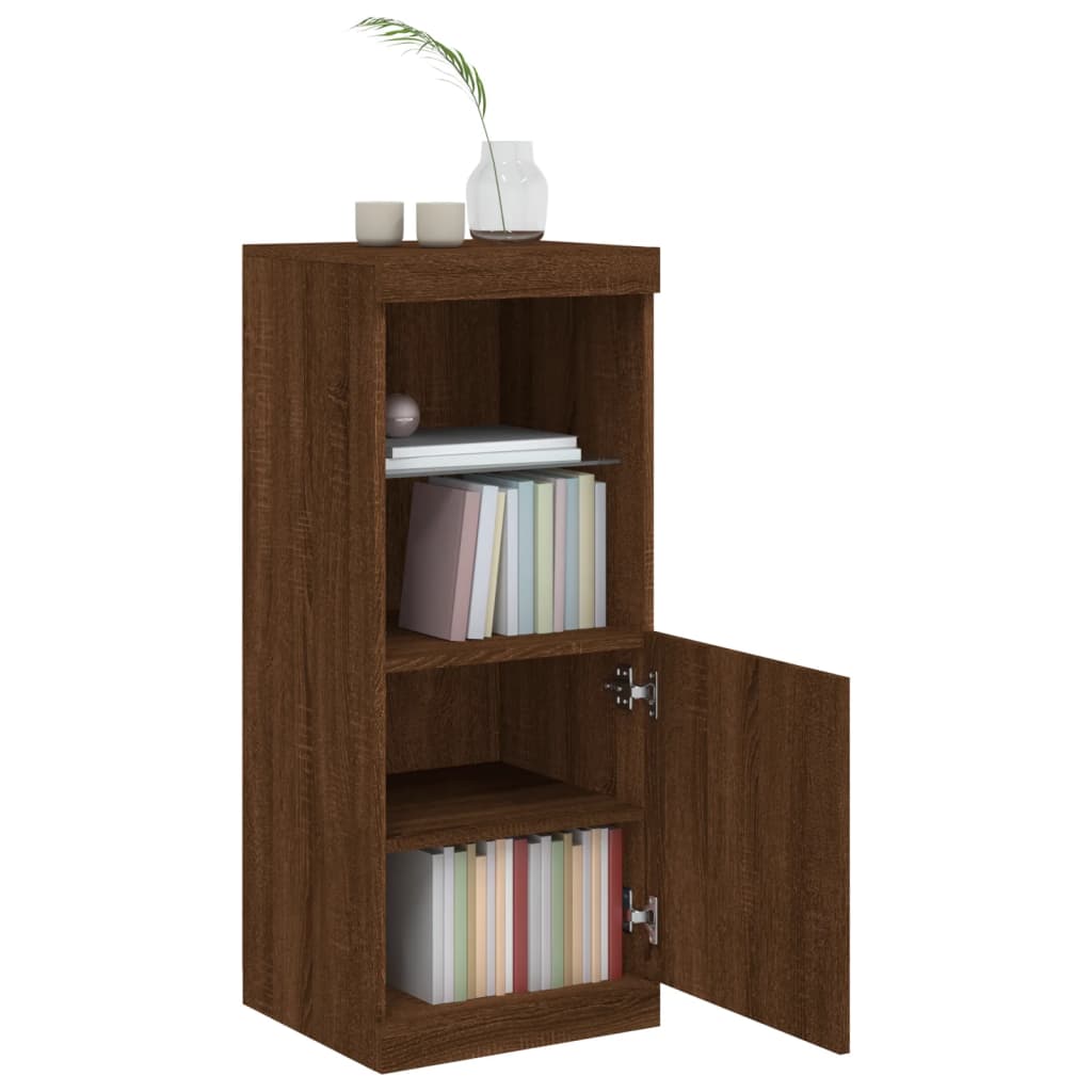 Skjenk Brun Eik med LED-lys 41x37x100 cm