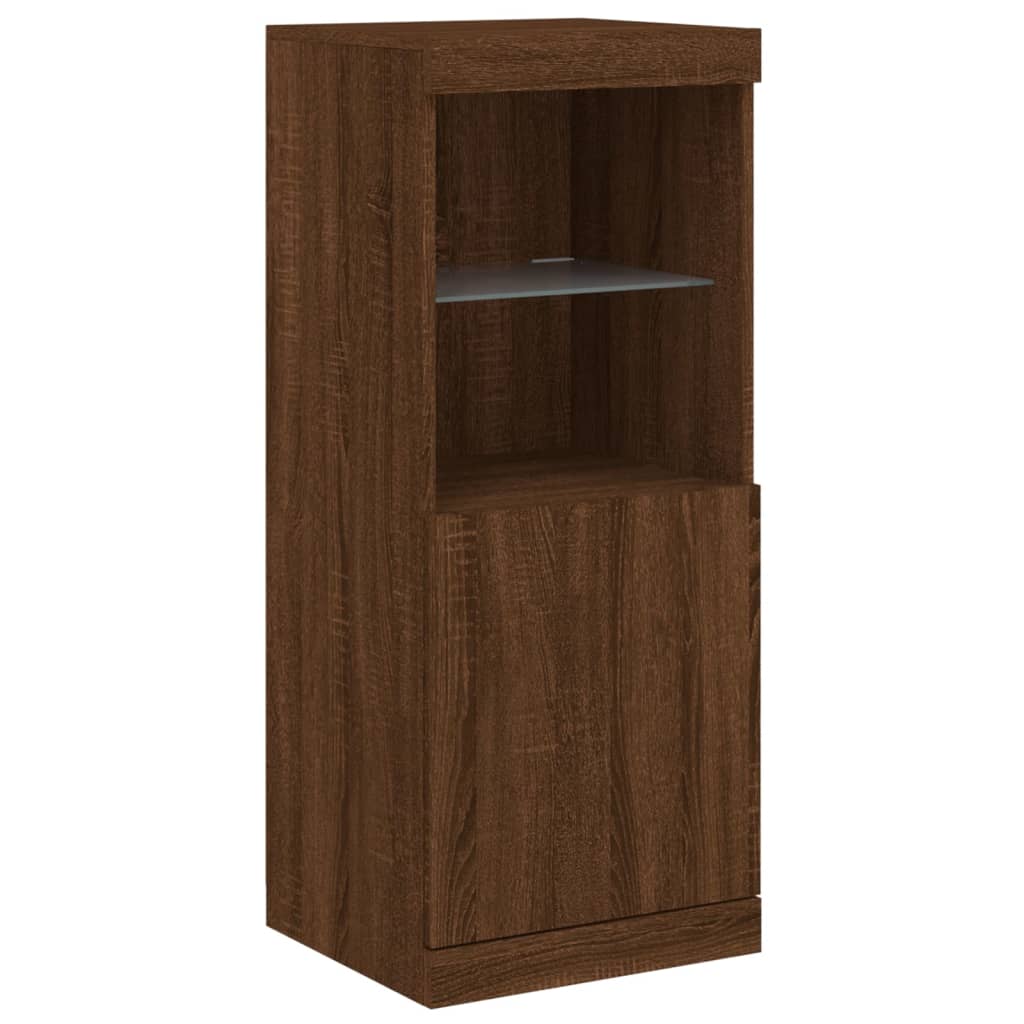 Skjenk Brun Eik med LED-lys 41x37x100 cm