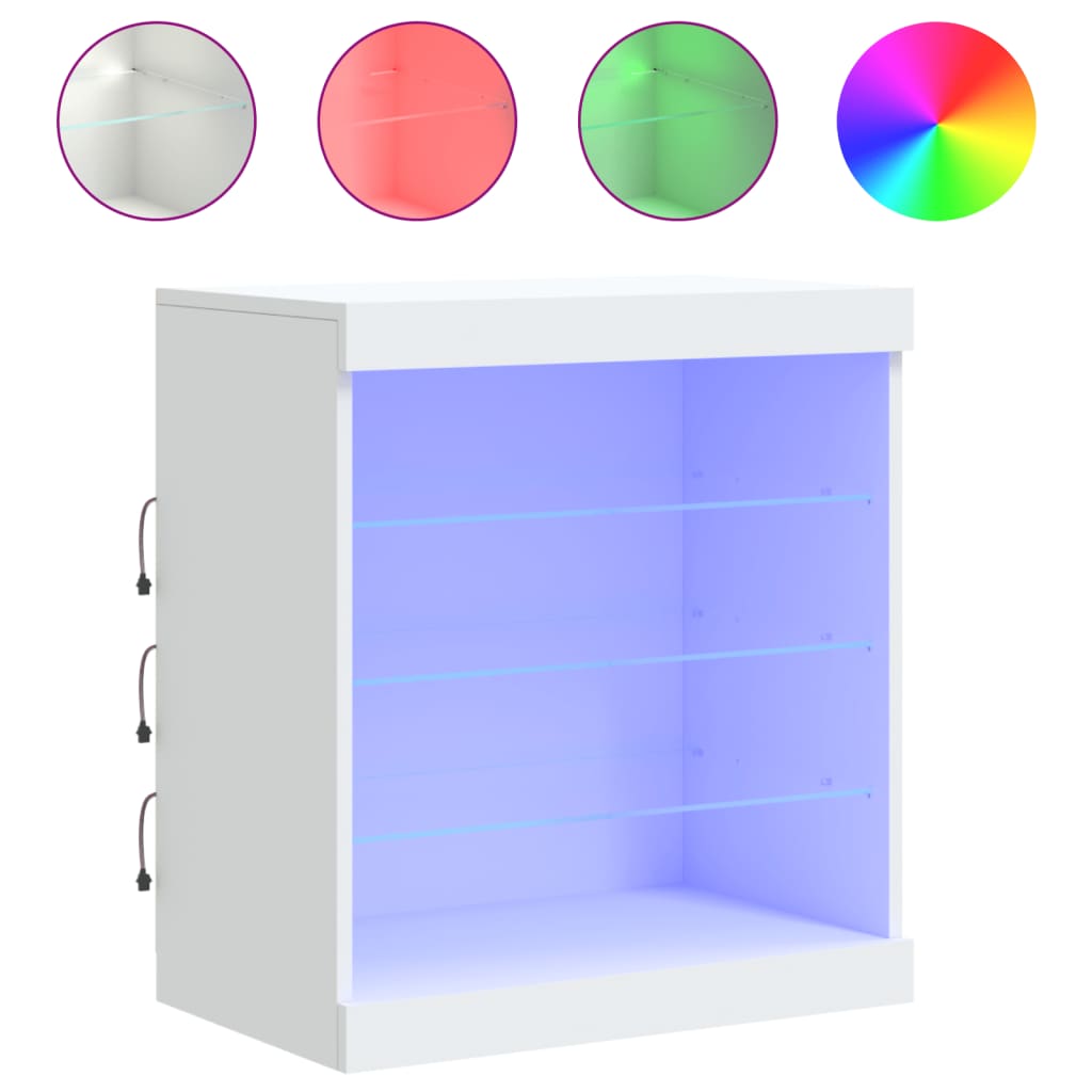 Skjenk Hvit med LED-lys 60,5x37x67 cm