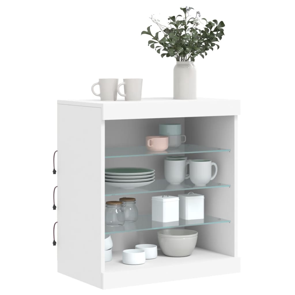 Skjenk Hvit med LED-lys 60,5x37x67 cm