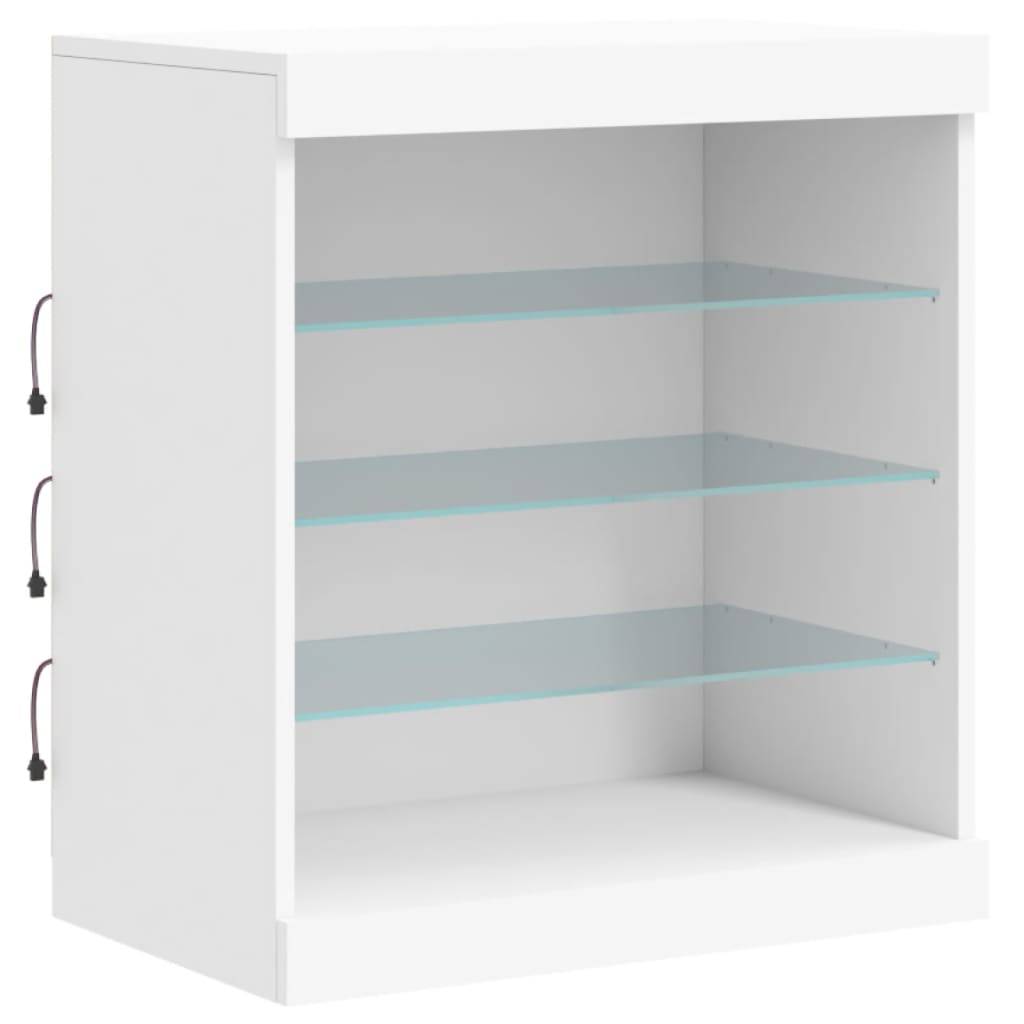Skjenk Hvit med LED-lys 60,5x37x67 cm