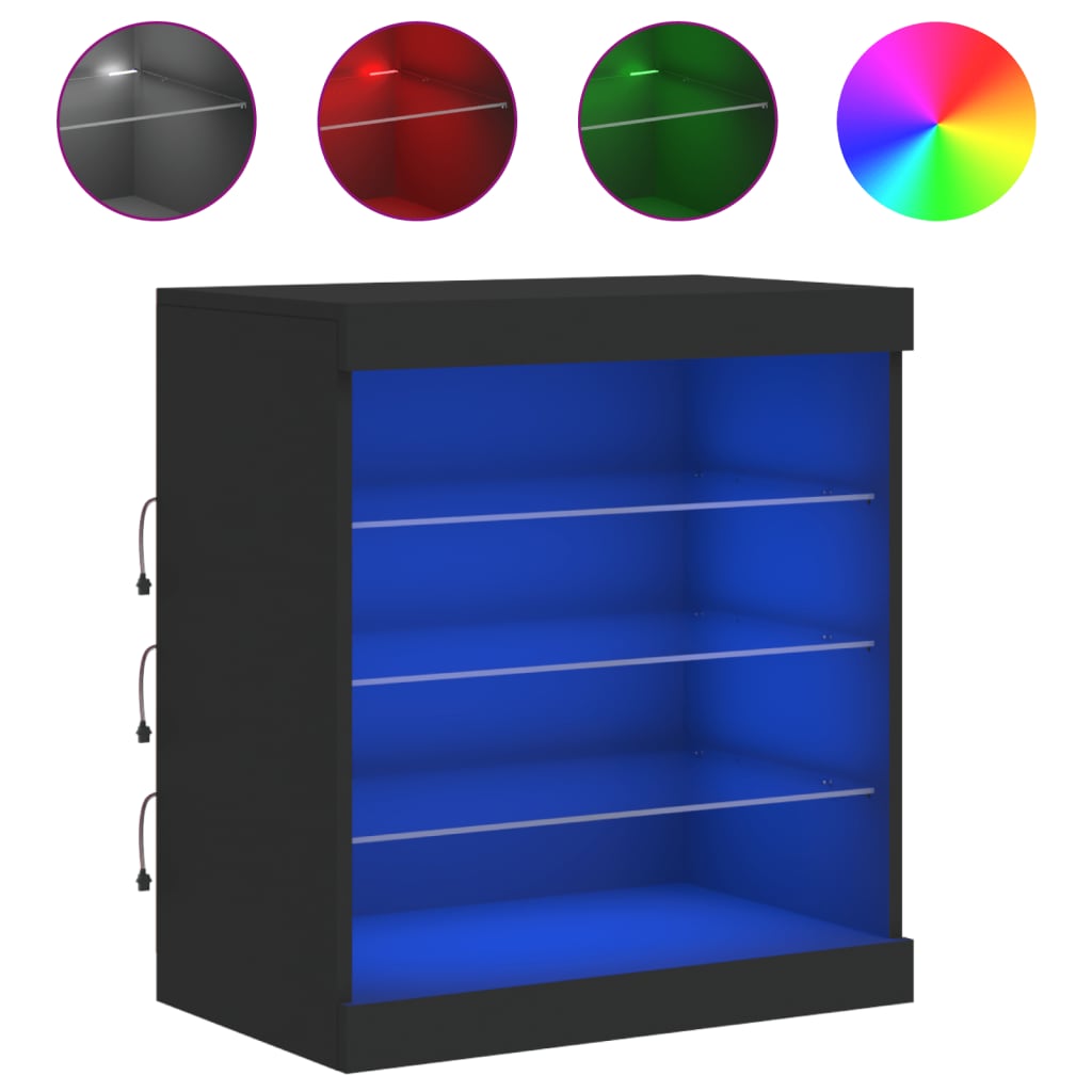 Skjenk Svart med LED-lys 60,5x37x67 cm