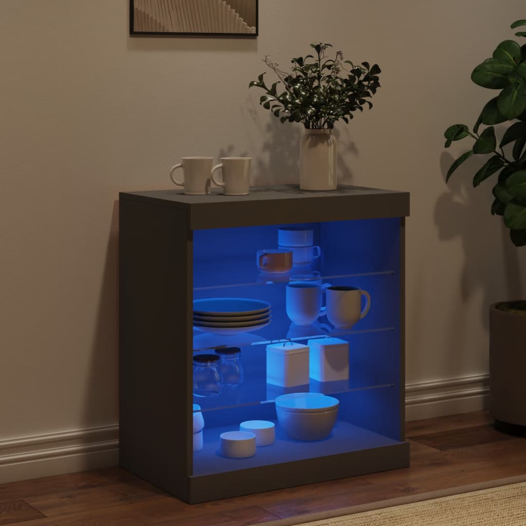 Skjenk Svart med LED-lys 60,5x37x67 cm
