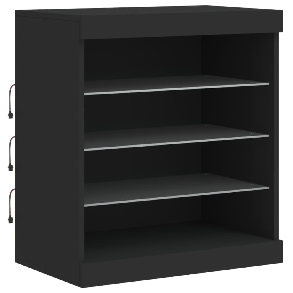 Skjenk Svart med LED-lys 60,5x37x67 cm