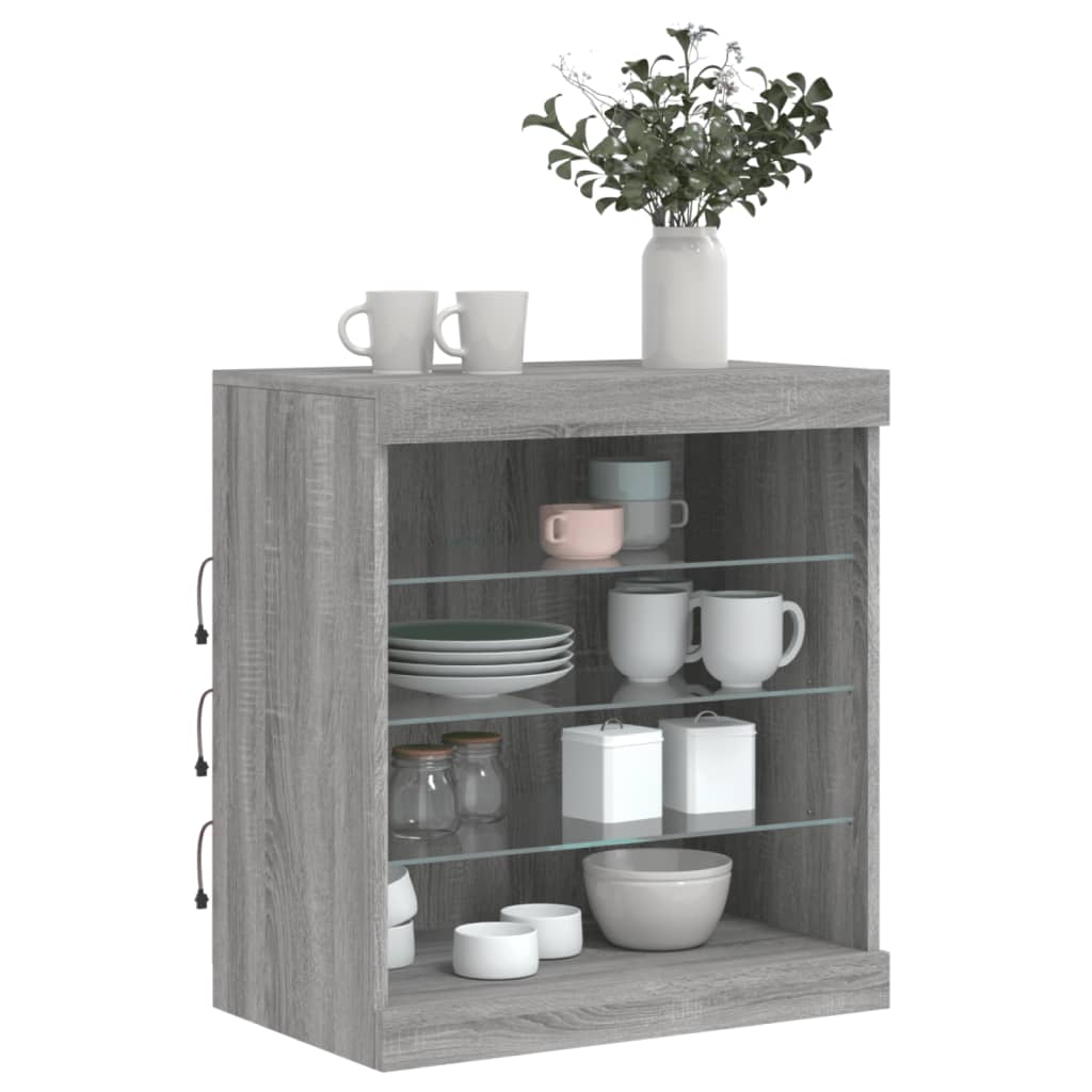 Skjenk Sonoma Grå med LED-lys 60,5x37x67 cm