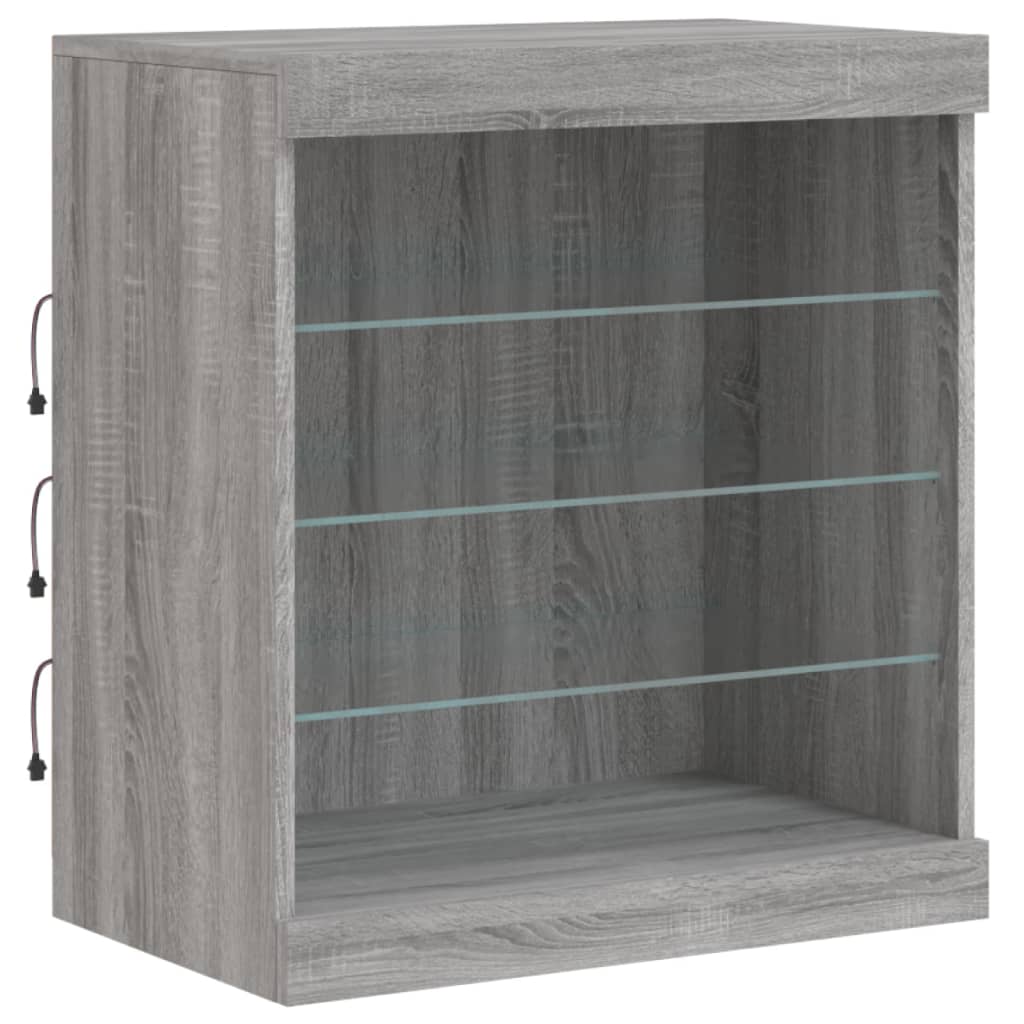 Skjenk Sonoma Grå med LED-lys 60,5x37x67 cm