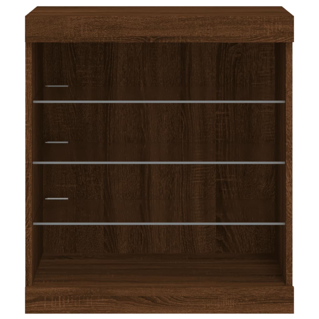 Skjenk Brun Eik med LED-lys 60,5x37x67 cm