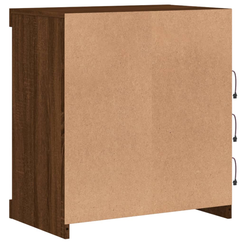 Skjenk Brun Eik med LED-lys 60,5x37x67 cm