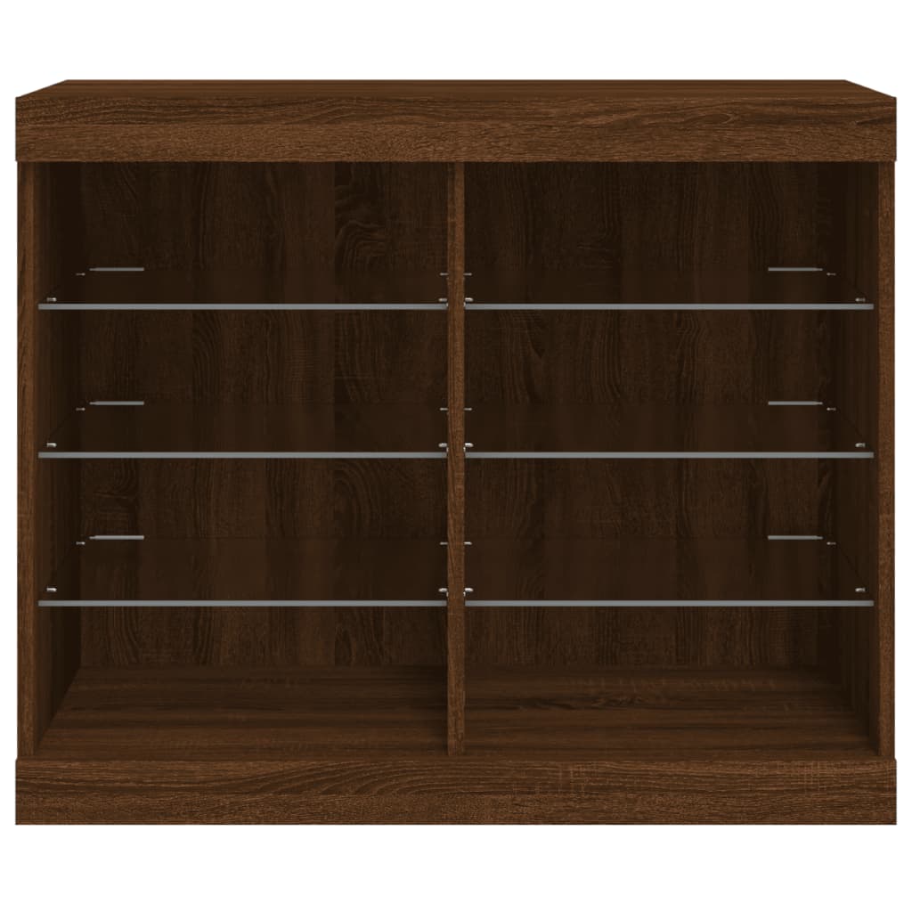 Skjenk Brun Eik med LED-lys 81x37x67 cm
