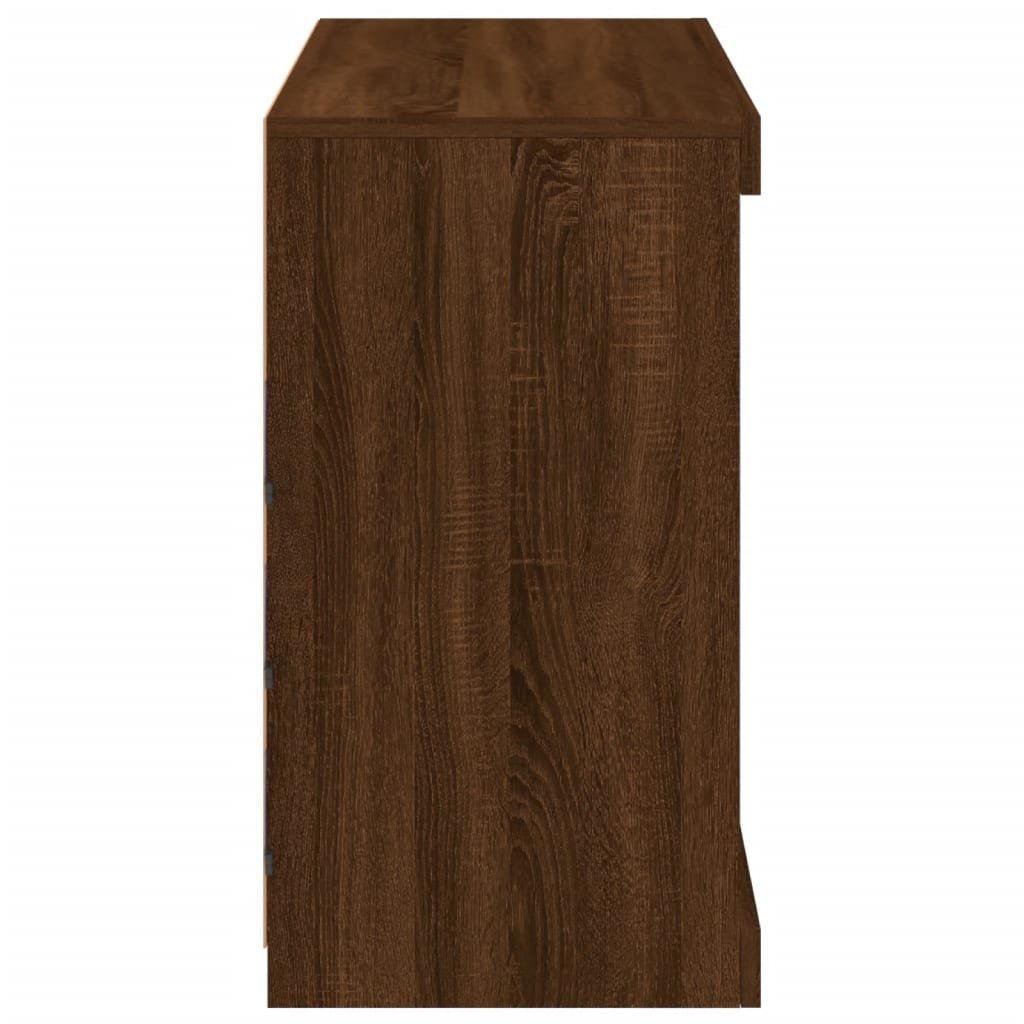 Skjenk Brun Eik med LED-lys 81x37x67 cm