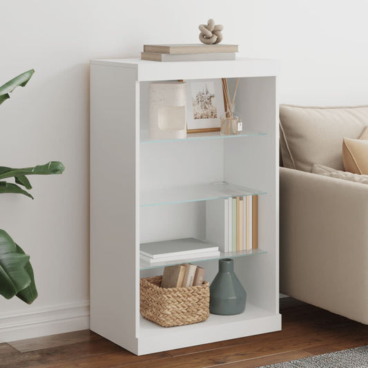 Skjenk Hvit med LED-lys 60,5x37x100 cm