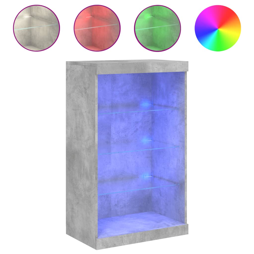 Skjenk Betonggrå med LED-lys 60,5x37x100 cm
