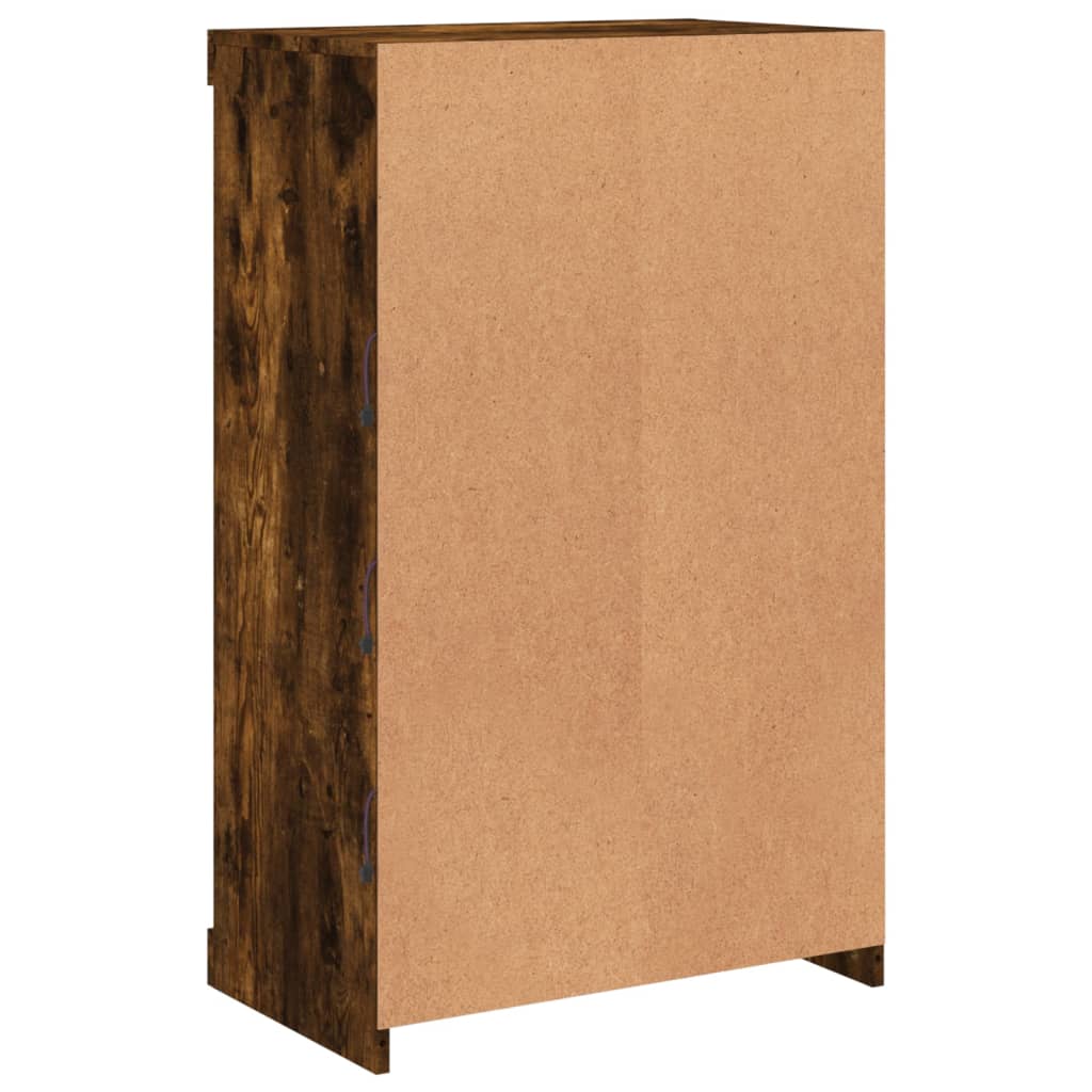 Skjenk Røkt Eik med LED-lys 60,5x37x100 cm