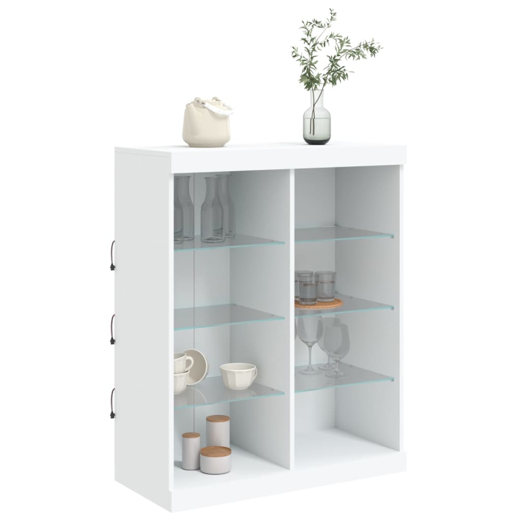 Skjenk Hvit med LED-lys 81x37x100 cm