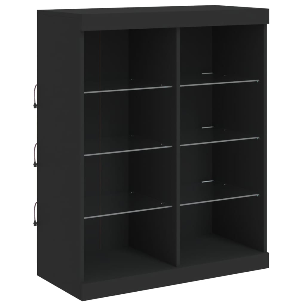 Skjenk Svart med LED-lys 81x37x100 cm