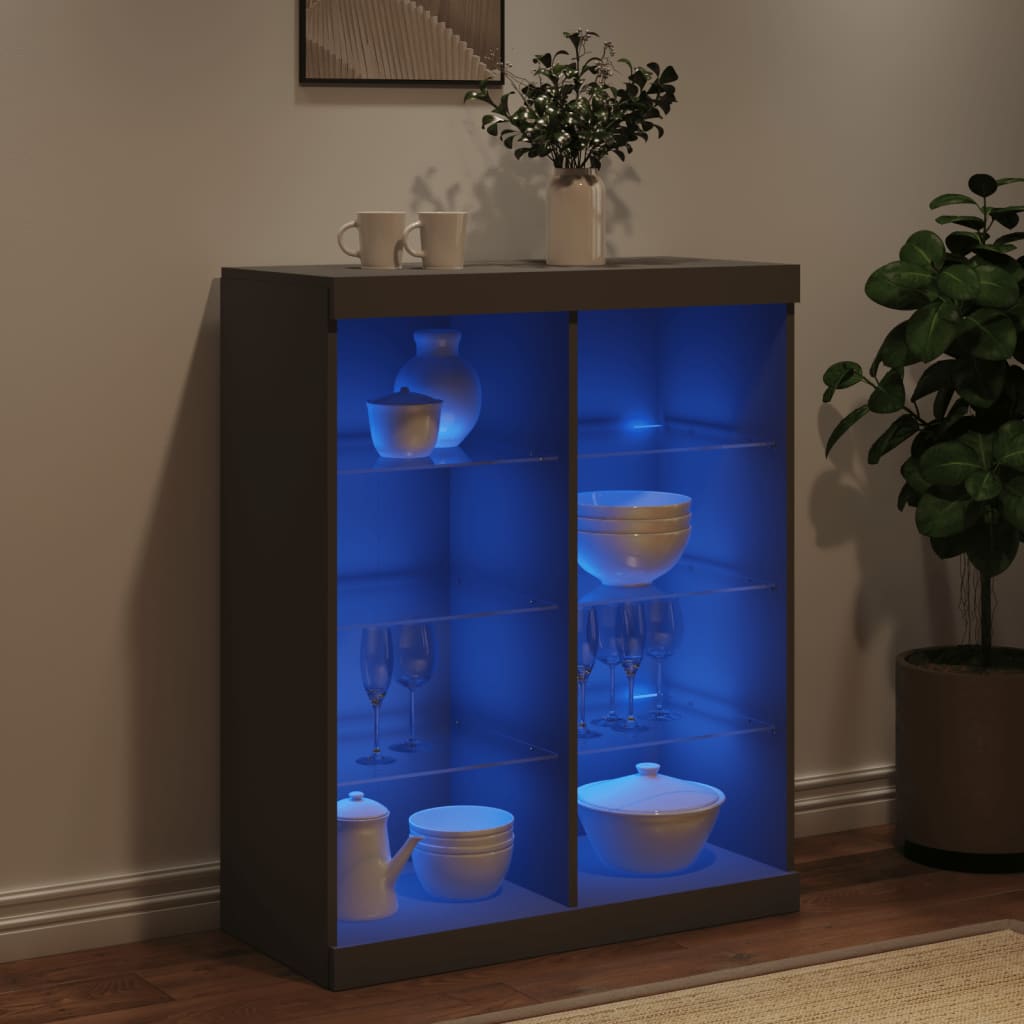 Skjenk Svart med LED-lys 81x37x100 cm