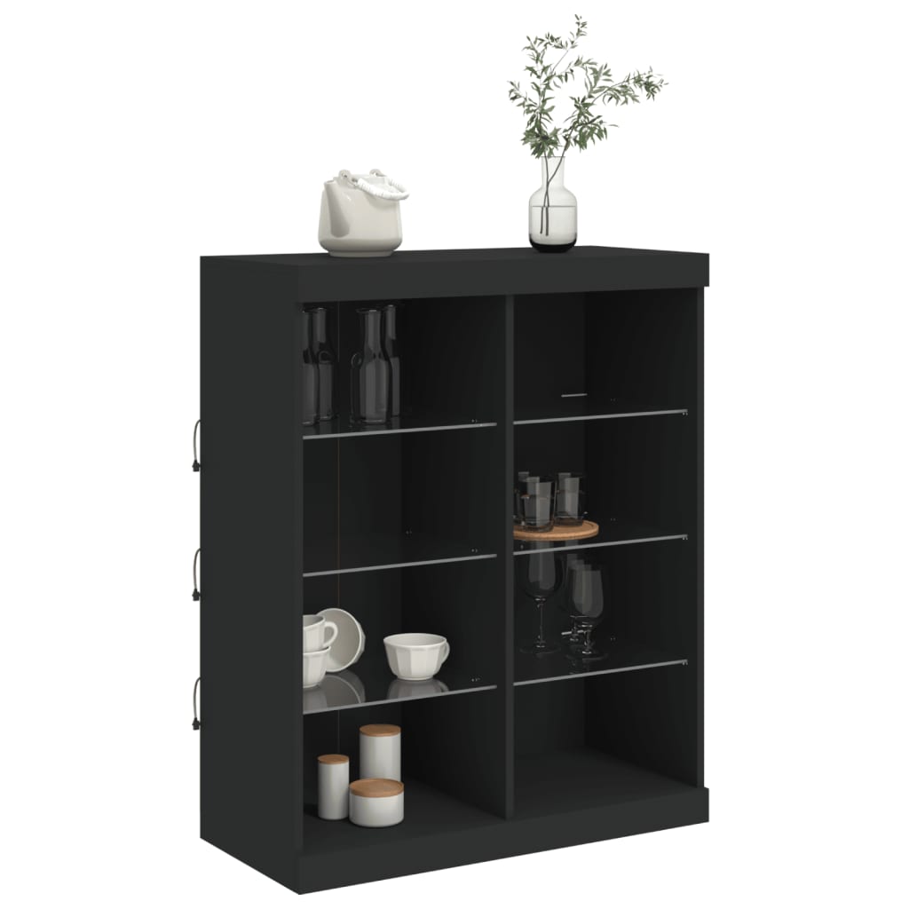 Skjenk Svart med LED-lys 81x37x100 cm