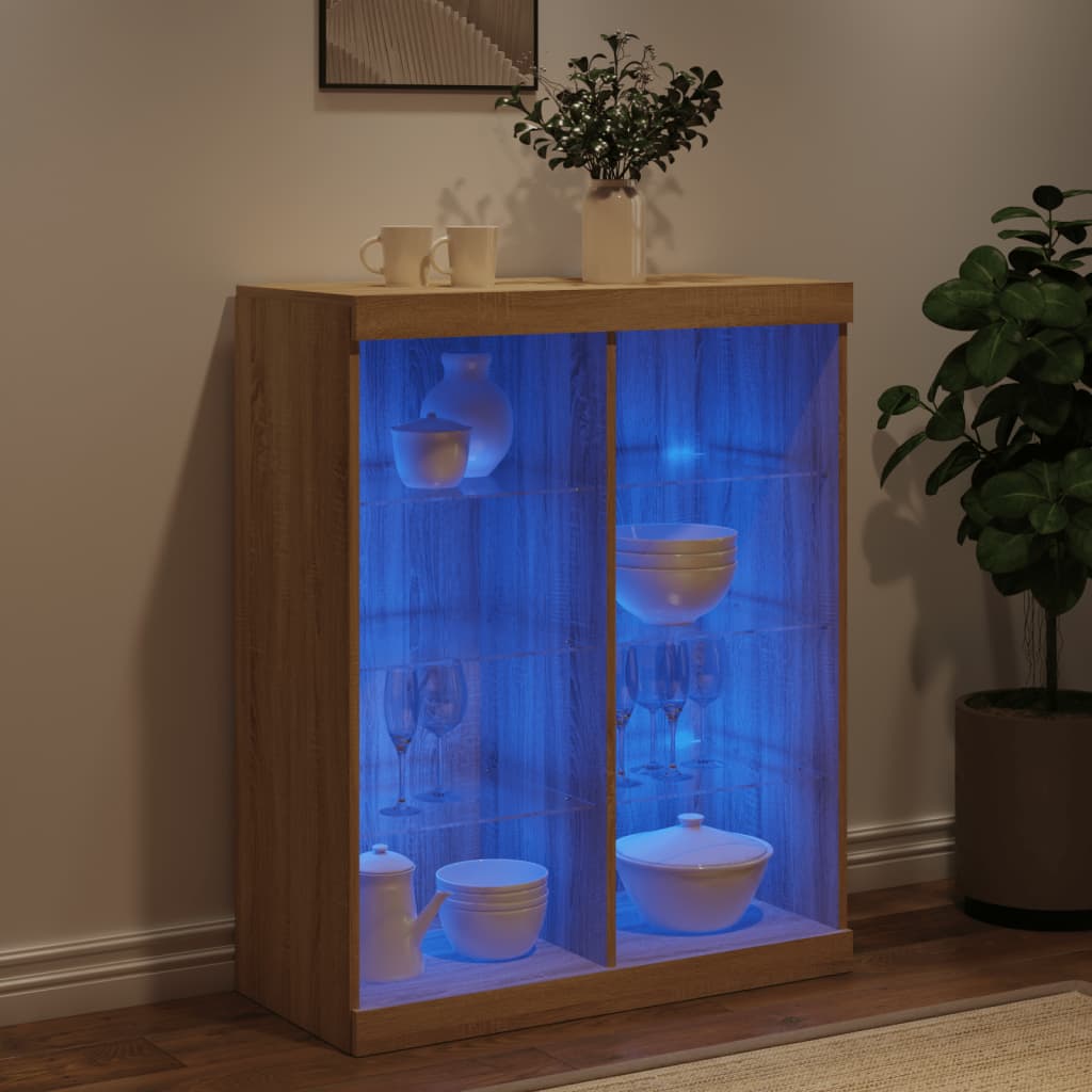 Skjenk Sonoma Eik med LED-lys 81x37x100 cm
