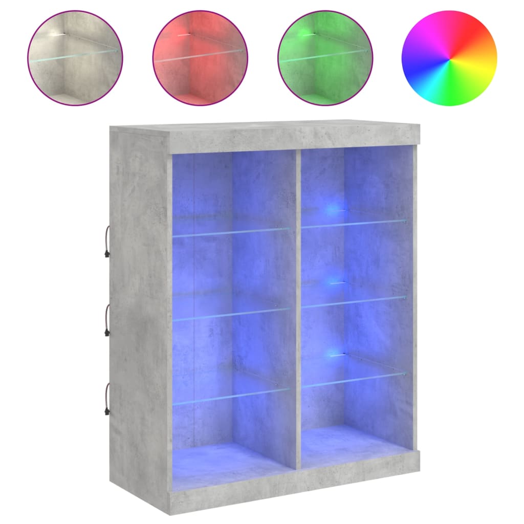 Skjenk Betonggrå med LED-lys 81x37x100 cm