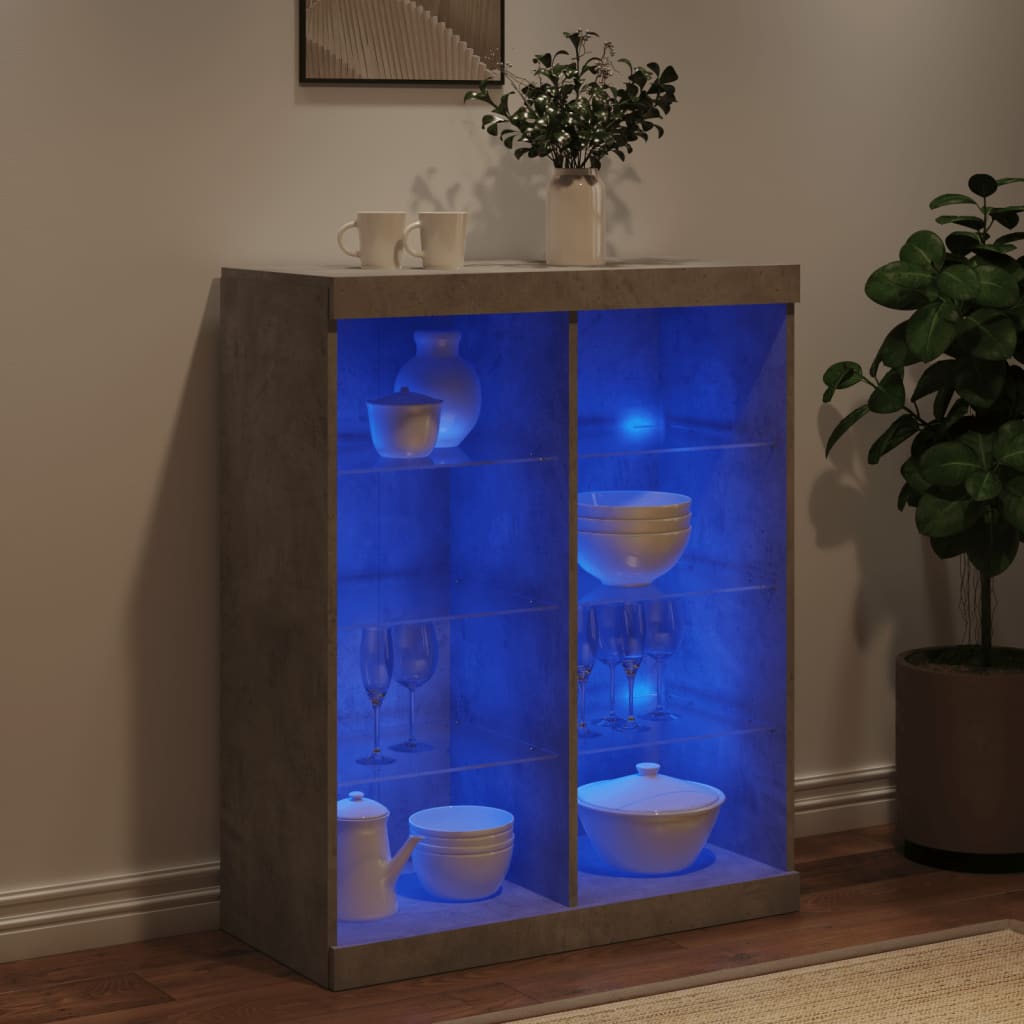 Skjenk Betonggrå med LED-lys 81x37x100 cm