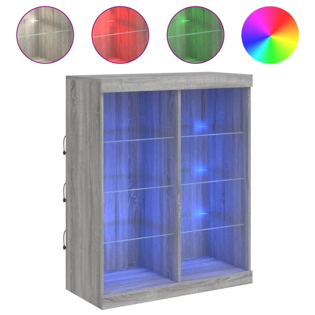 Skjenk Sonoma Grå med LED-lys 81x37x100 cm