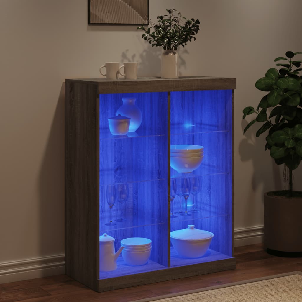 Skjenk Sonoma Grå med LED-lys 81x37x100 cm