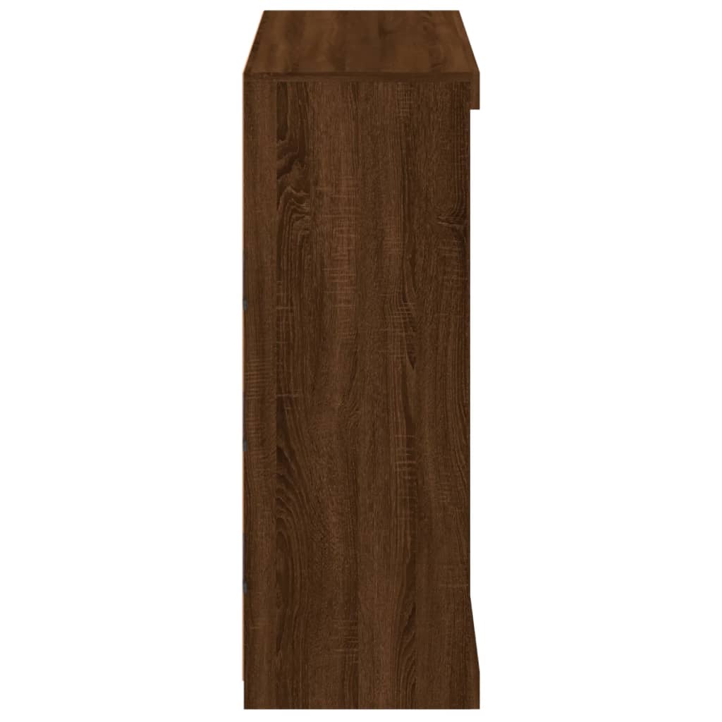 Skjenk Brun Eik med LED-lys 81x37x100 cm