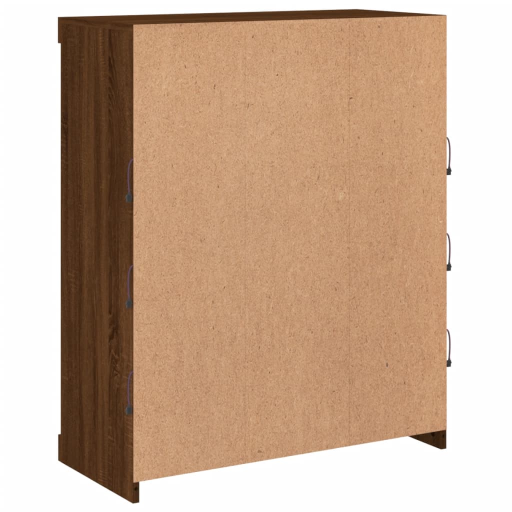 Skjenk Brun Eik med LED-lys 81x37x100 cm