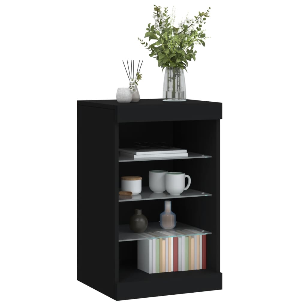 Skjenk Svart med LED-lys 41x37x67 cm