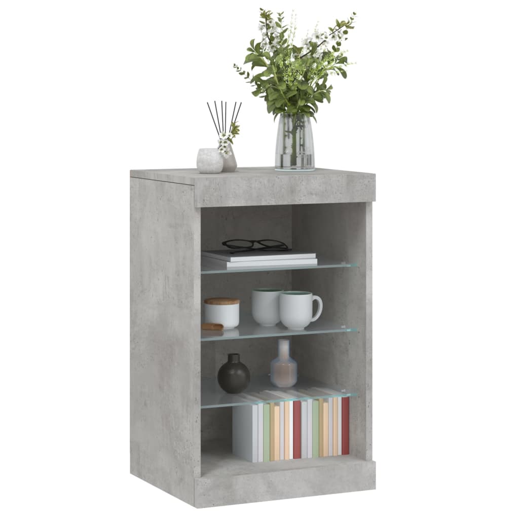 Skjenk Betonggrå med LED-lys 41x37x67 cm