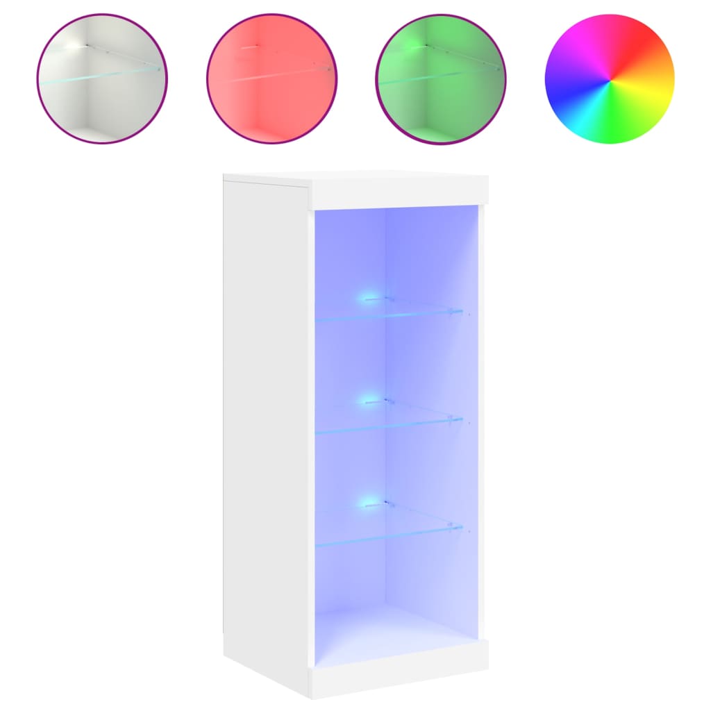 Skjenk Hvit med LED-lys 41x37x100 cm