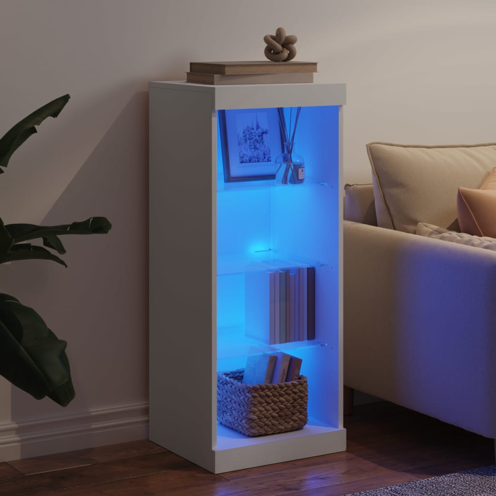 Skjenk Hvit med LED-lys 41x37x100 cm