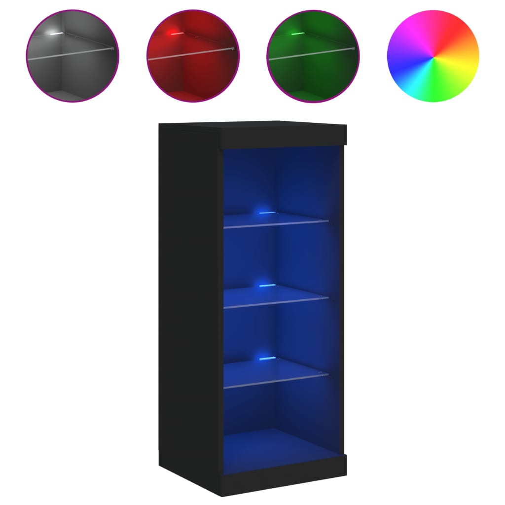 Skjenk Svart med LED-lys 41x37x100 cm