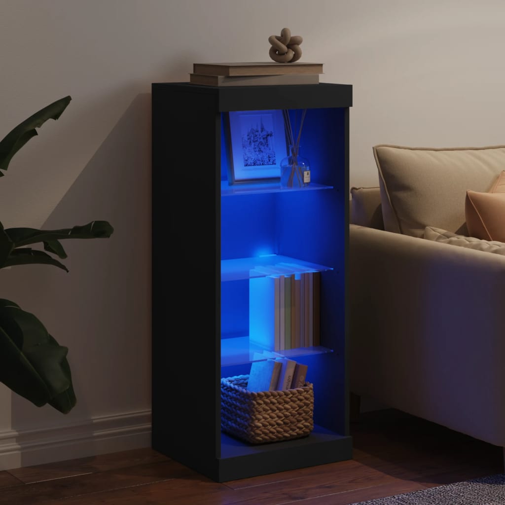 Skjenk Svart med LED-lys 41x37x100 cm